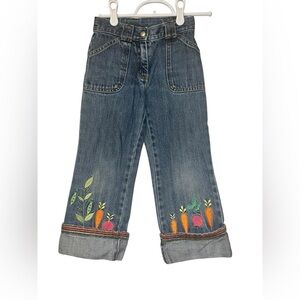 Vtg Gymboree Blue vegetable garden Embroidered jeans sz 6